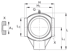 吊裝式軸承座單元 RTUEY50-TV-VA, 塑料軸承座，內(nèi)圈帶平頭螺釘?shù)耐馇蛎媲蜉S承，耐腐蝕設(shè)計(jì)，R 型密封