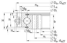 四點接觸球軸承 VI160288-N, 有內(nèi)齒，兩側唇密封