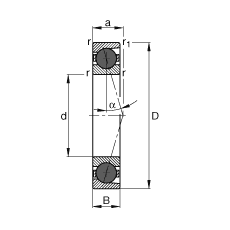 主軸軸承 HCB7218-C-T-P4S, 調(diào)節(jié)，成對或單元安裝，接觸角 α = 15°，陶瓷球，限制公差