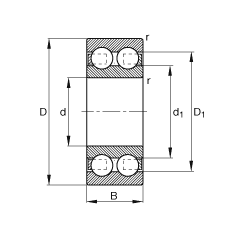 深溝球軸承 4310-B-TVH, 根據(jù) DIN 625-3 標(biāo)準(zhǔn)的主要尺寸，雙列