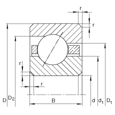 薄截面軸承 CSEF100, 角接觸球軸承，類型E，運行溫度 -54°C 到 +120°C