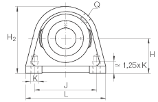 直立式軸承座單元 PSHEY50-N, 鑄鐵軸承座，內(nèi)圈帶平頭螺釘?shù)耐馇蛎媲蜉S承，P 型密封