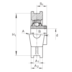 吊裝式軸承座單元 RTUEY80, 鑄鐵軸承座，內(nèi)圈帶平頭螺釘?shù)耐馇蛎媲蜉S承，R密封