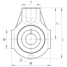 吊裝式軸承座單元 RHE25, 鑄鐵軸承座，帶偏心鎖圈的外球面球軸承，R 密封