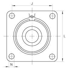 軸承座單元 PCCJ30, 帶四個螺栓孔的法蘭的軸承座單元，鑄鐵，雙列角接觸球軸承，P 型密封