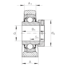直立式軸承座單元 LASE30-N, 鑄鐵軸承座，帶偏心鎖圈的外球面球軸承，L 型密封