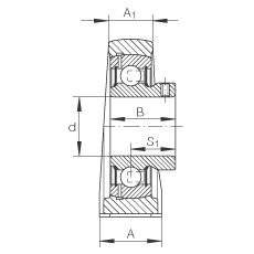 直立式軸承座單元 PSHEY50-N, 鑄鐵軸承座，內(nèi)圈帶平頭螺釘?shù)耐馇蛎媲蜉S承，P 型密封
