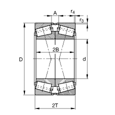 圓錐滾子軸承 32248-A-N11CA, 根據(jù) DIN ISO 355 / DIN 720 標(biāo)準(zhǔn)的主要尺寸，可分離，X型成對(duì)布置，有軸向內(nèi)部游隙